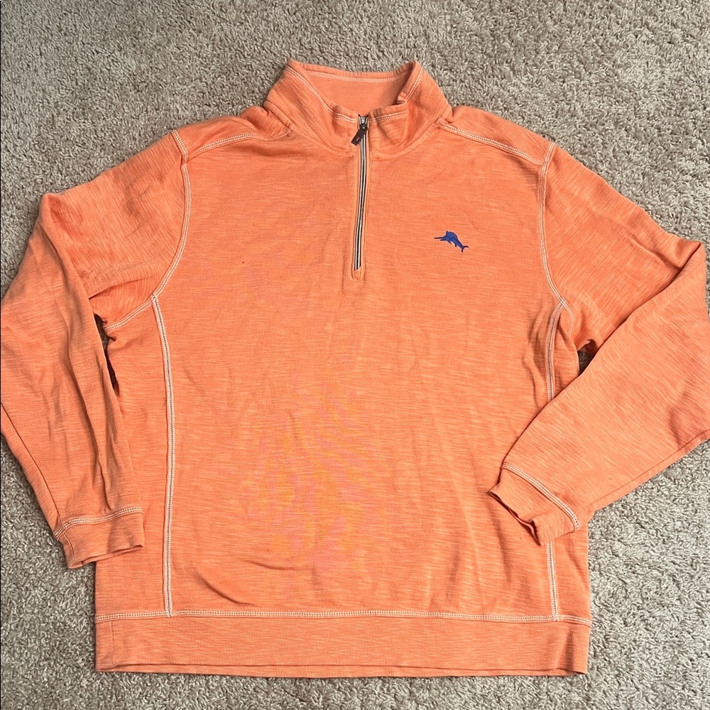 Tommy Bahama Men's Orange Half-Zip Sweater/Shirt long sleeves sz XL